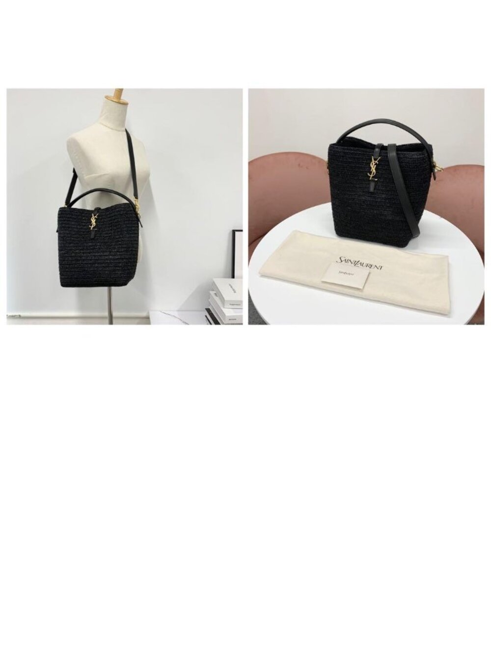 ★SOLD★ Saint Laurent Raffia YSL Logo Bucket - Picture 10 of 10